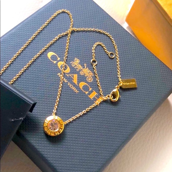 🆕Coach Signature Diamond & Gold Necklace - Picture 3 of 5